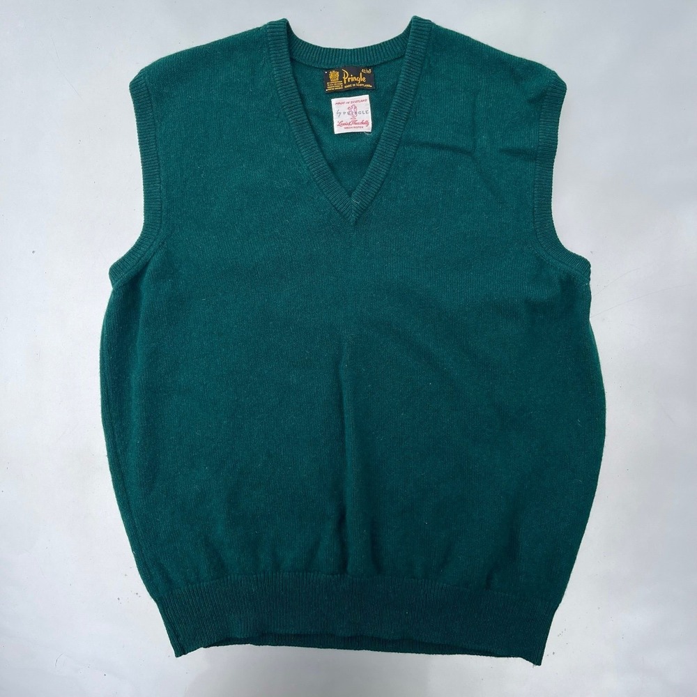 Green Cardigan Scotland Dark green 100% wool vintage sweater vest wool